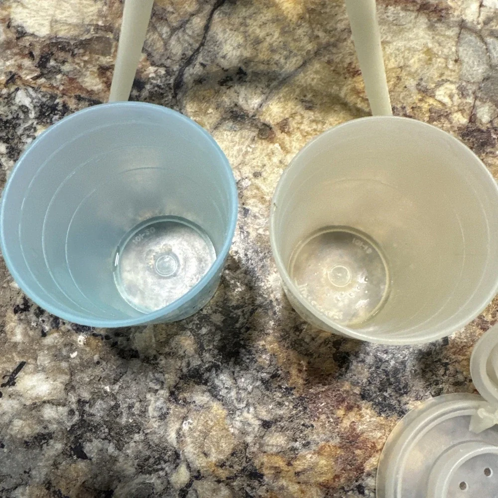Vintage Tupperware Salt & Pepper Shakers with Atomic Tripod Caddy Stand